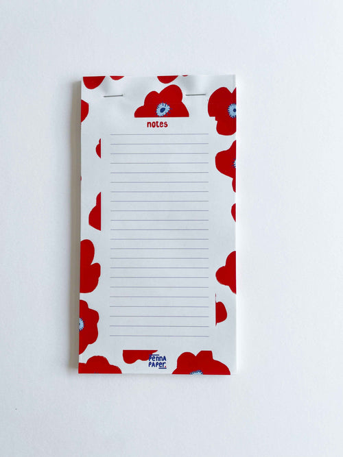 Bloc-notes coquelicots rouges, papeterie illustrée pour to-do list