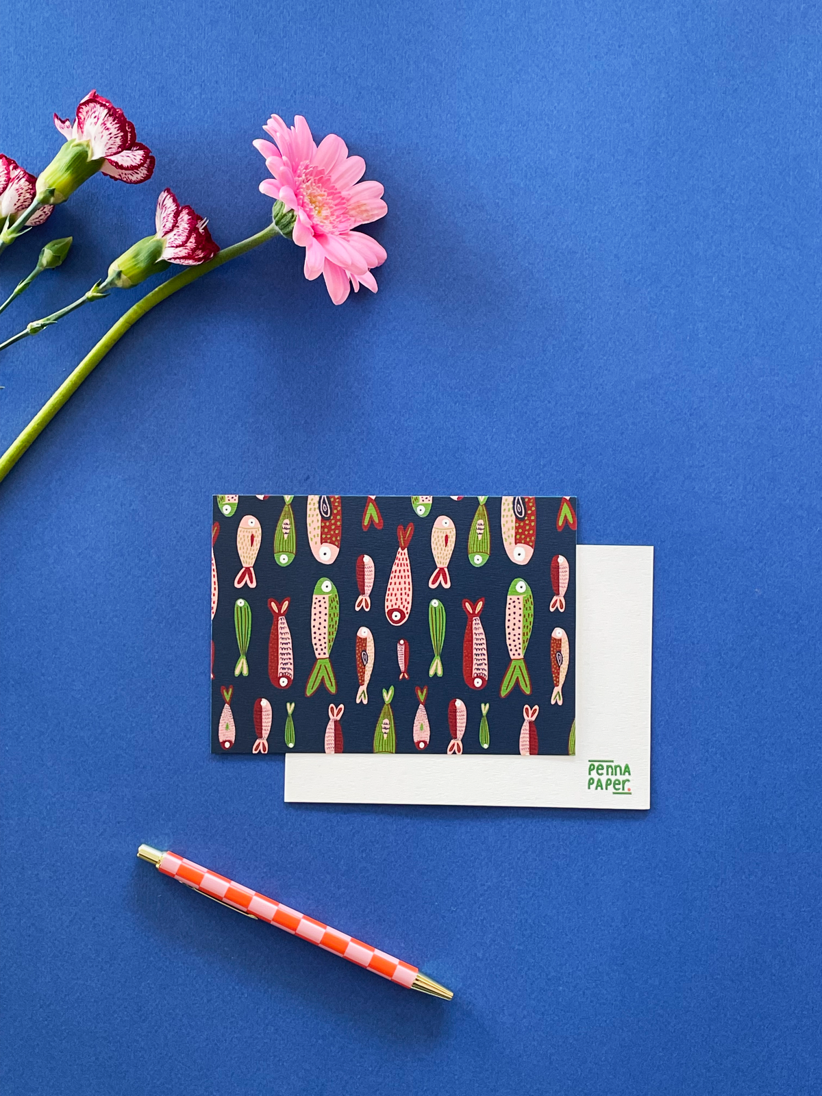 Carte postale poissons, illustration A6 à envoyer ou encadrer