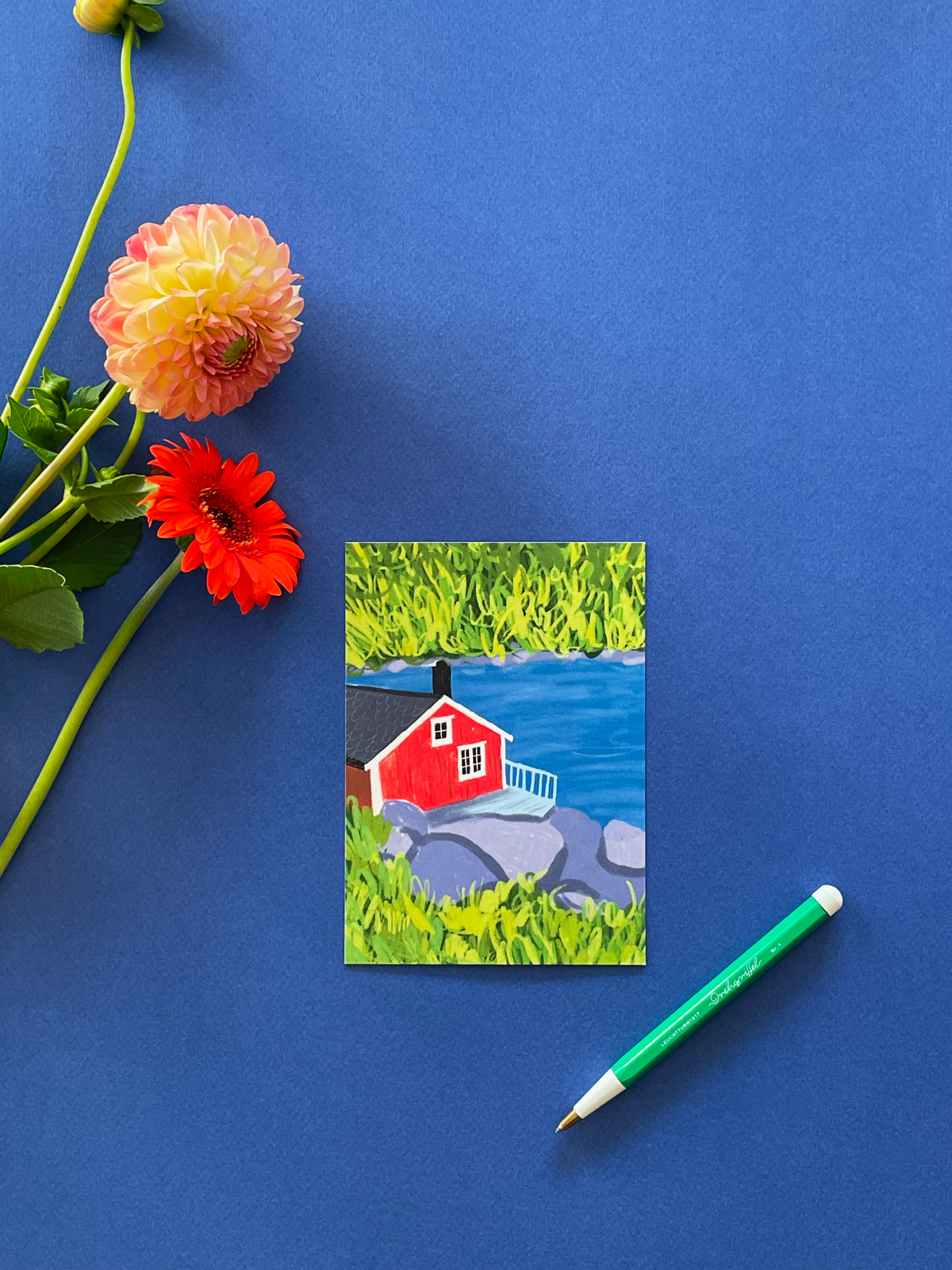 Carte postale motif scandinave Norge, illustration A6 à envoyer ou encadrer