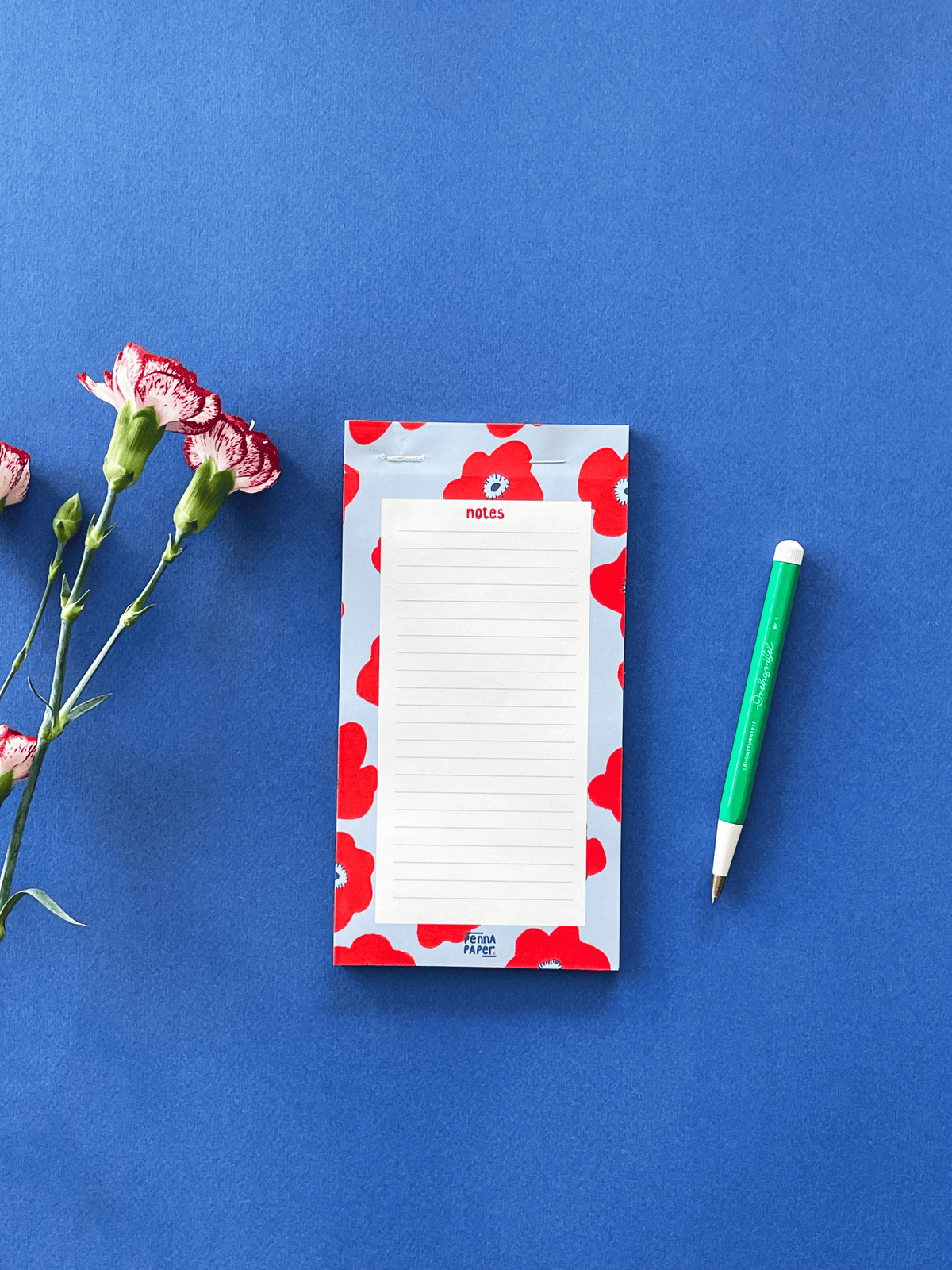 Bloc-notes coquelicots bleus, papeterie illustrée pour to-do list