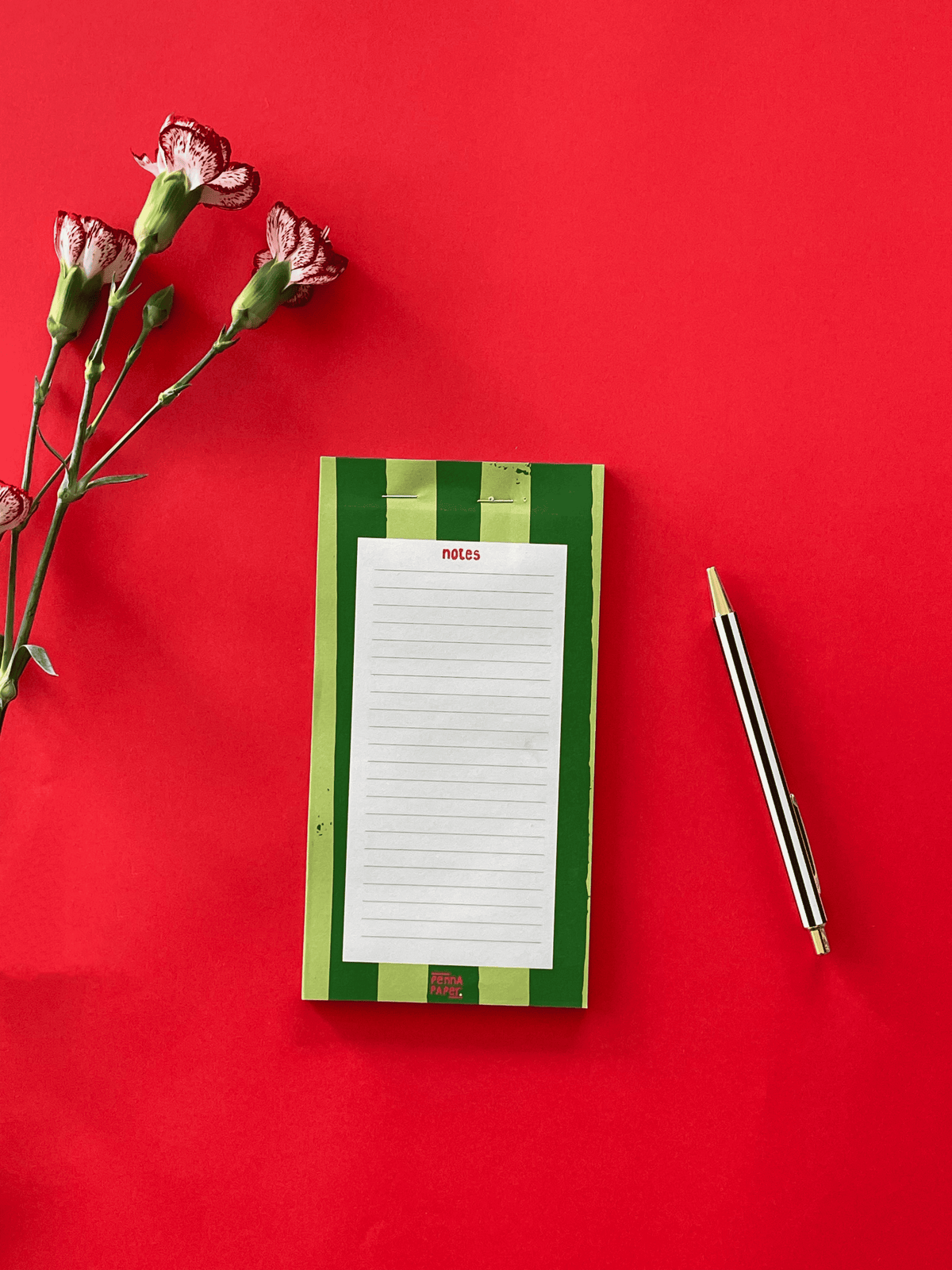 Bloc-notes rayures vertes, papeterie illustrée pour to-do list