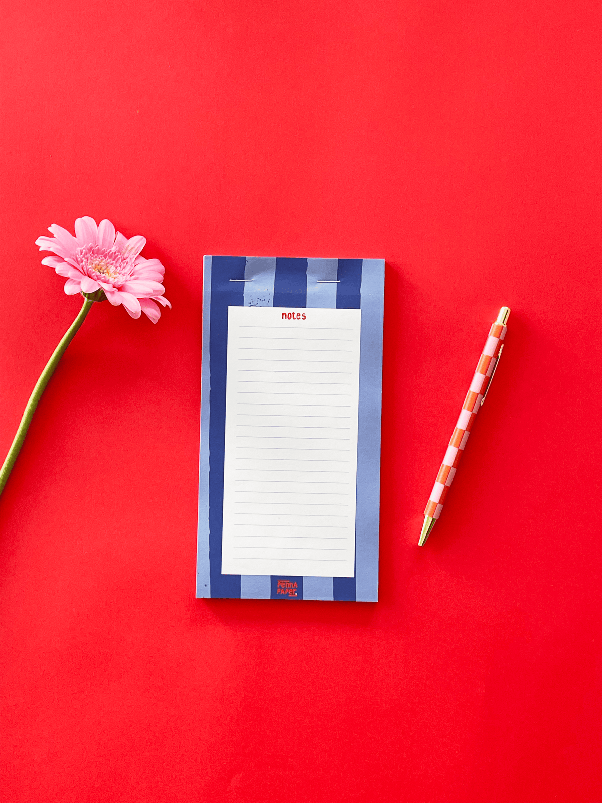 Bloc-notes rayures bleues, papeterie illustrée pour to-do list